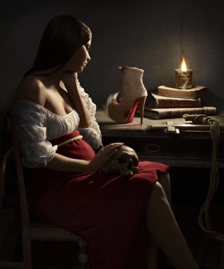 Georges De La Tour La Maddalena Penitente Photo Peter Lippmann Tacchi a spillo e capolavori della pittura. La collezione autunno-inverno di Christian Louboutin fa bella mostra di sé in una serie di scatti ispirati a quadri famosi…