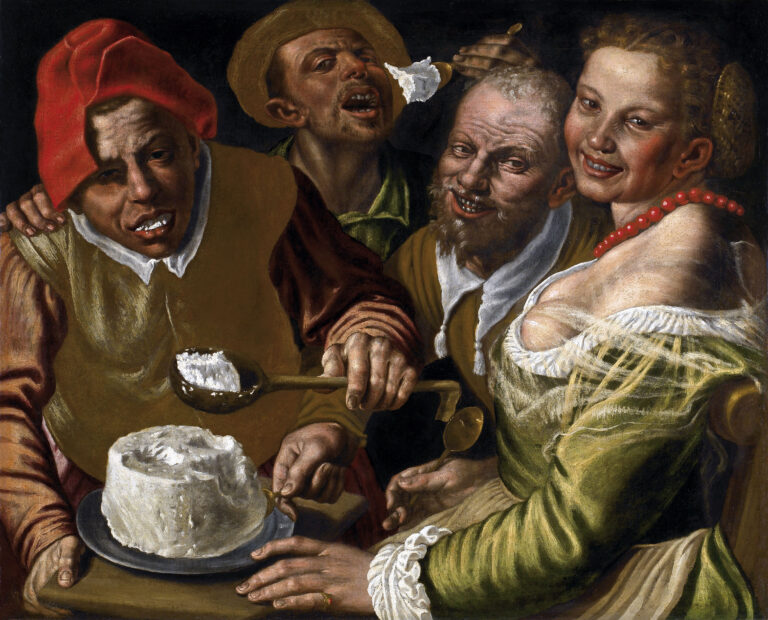 Vincenzo Campi, Mangiatori di ricotta, olio su tela, 72 x 89 cm. Collezione privata