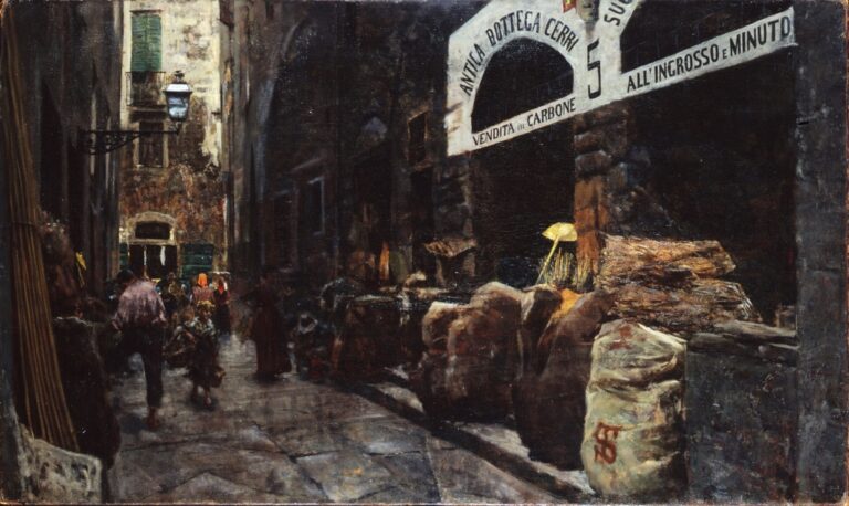 Telemaco Signorini, La via del fuoco - Milano, collezione privata, courtesy Enrico Gallerie d'Arte