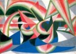 Giacomo Balla, Forze di paesaggio + cocomero, tempera su carta intelaiata, Fondazione dell'Istituto Svizzero di Roma