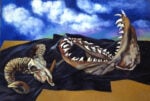 Renato Guttuso, Bucranio, mandibola di pescecane e drappo nero contro il cielo, 1984 – Roma, Archivi Guttuso © Renato Guttuso by SIAE 2016