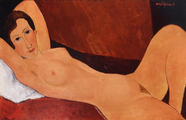 Amedeo Modigliani, Nudo sdraiato, il braccio destro ripiegato sotto la testa, 1918-19. Roma, Galleria Nazionale d'Arte Moderna