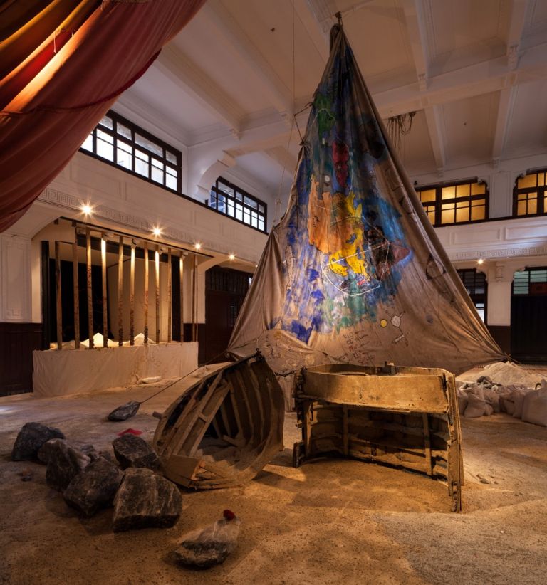 Anna Beghiguian, The Salt Traders, 2015. Installation view at 14th Istanbul Biennial