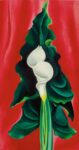 Georgia O'Keeffe, Calla Lillies on Red, 1928. Courtesy Sotheby's