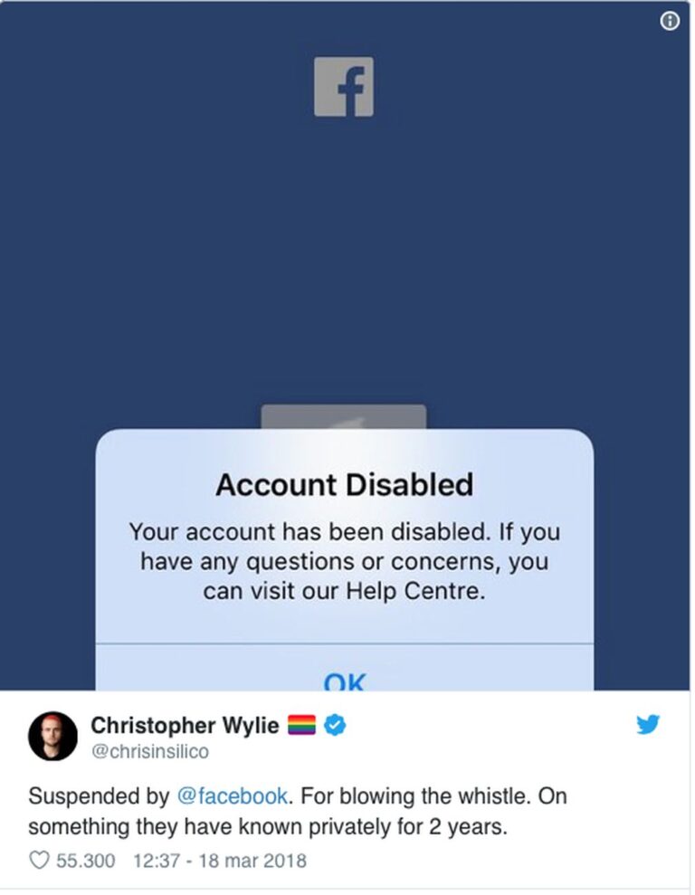 L'account sospeso di Christopher Wylie