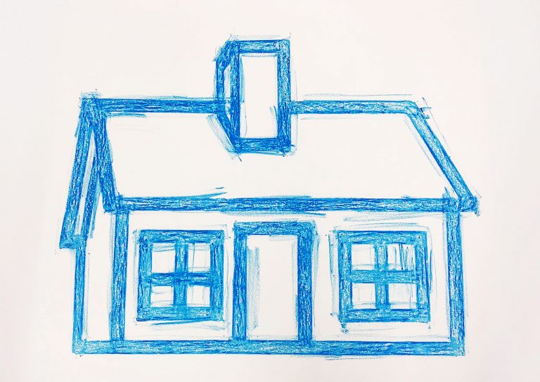 Richard Woods, 'Blue House', 2018, Wax crayon on paper, 84cm x 60cm, Courtesy of the artist and Migrate Art. Migrate Art Multicolour, March April 2019