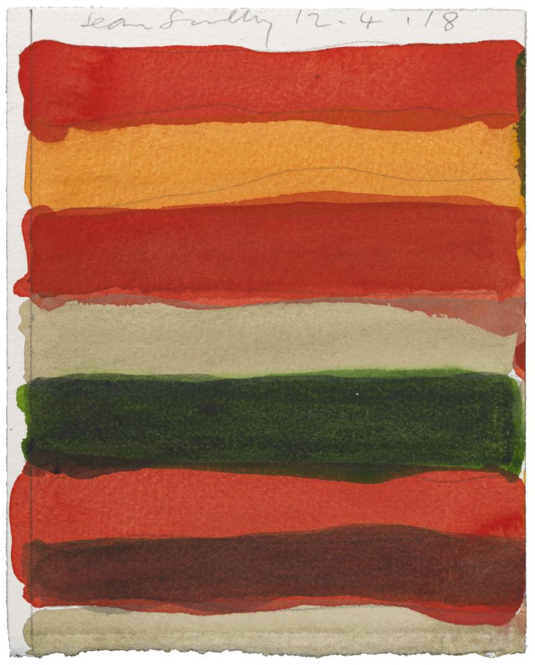 Sean Scully, '12.4.18', 2018, Watercolour and pencil on paper, 8.7 x 7.1 in (22 x 18cm). Migrate Art Multicolour, March April 2019