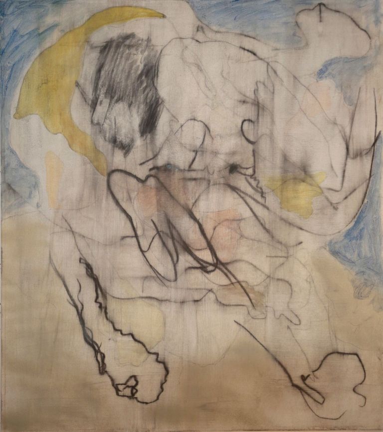 Jacopo Casadei, E. to E., 2017, tecnica mista su tela, 80 x 70 cm