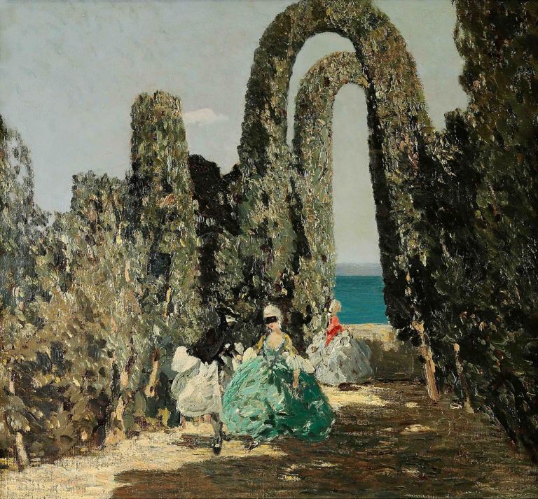 Emma Ciardi, Dame mascherate, 1909 ca. Courtesy Galleria Nuova Arcadia, Padova