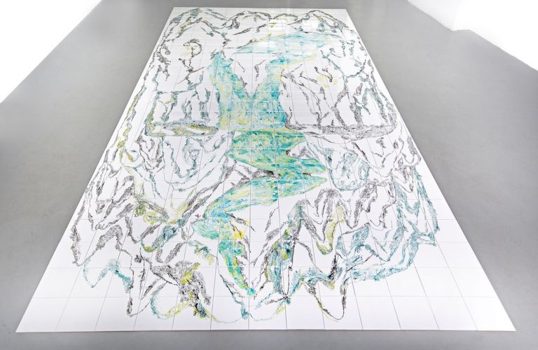 Giusy Pirrotta, Mappa, 338 piastrelle di ceramica smaltata, colori acrilici per ceramica, 2019