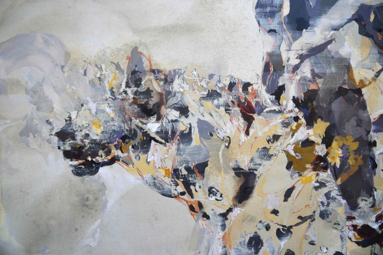 Marta Spagnoli, Aderire a un’altra pelle, 2017, particolare, acrilico e olio su tela, 187x218 cm. Courtesy l'artista