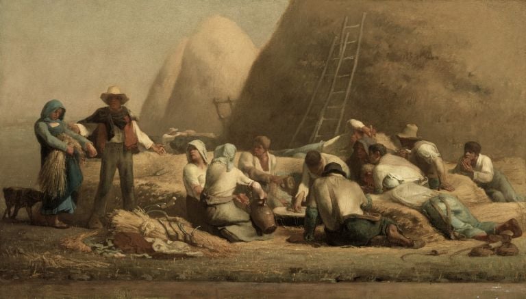 Jean François Millet (1814 1875), 'Harvesters Resting (Ruth and Boaz)', 1850–53, Oil on canvas, 67.3 × 119.7 cm, Museum of Fine Arts, Boston