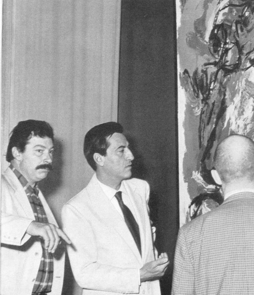 Karel Appel, Paolo Marinotti e di spalle Pierre Alechinsky a Palazzo Grassi, 1969