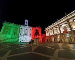 I monumenti di Roma e le proiezioni tricolori.