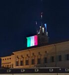 I monumenti di Roma e le proiezioni tricolori.