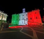 I monumenti di Roma e le proiezioni tricolori.