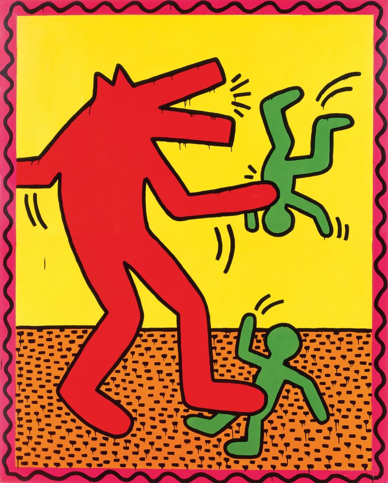 Keith Haring Untitled, 1982 Enamel and Day-Glo paint on metal, 229,8 x 183,8 cm Private collection, courtesy of Gladstone Gallery © Keith Haring Foundation