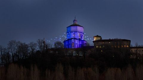 Torino, LUCI D'ARTISTA 2013-14, nella foto: Piccoli Spiriti Blu, Rebecca Horno, Monte dei Cappuccini