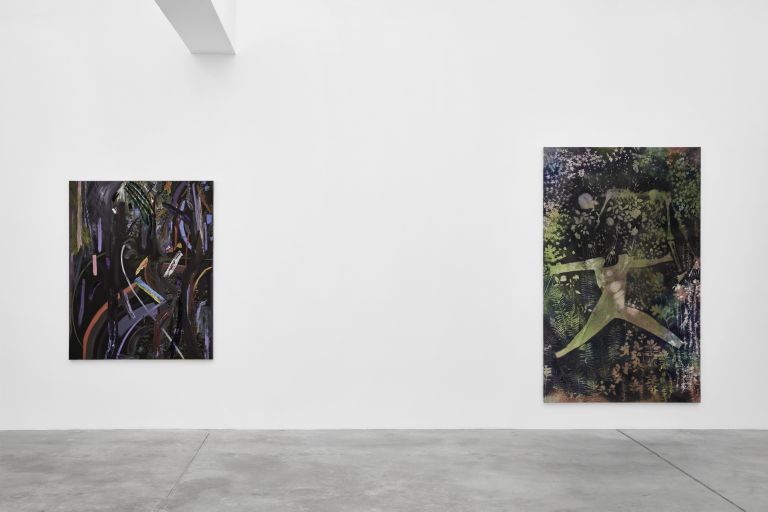 Sam Falls. Tongues in Trees, Books in Brooks, Sermons in Stones. Installation view at Galleria Franco Noero, Torino 2020. Courtesy the artist & Galleria Franco Noero. Photo Sebastiano Pellion di Persano