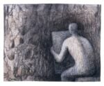 Henry Moore, Man Drawing Rock Formation, 1982. Photo Henry Moore Archive