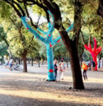 Accademia di Aracne Yarn bombing, 2020 Filo di lana Parco dei Daini, Villa Borghese