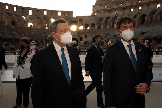 Mario Draghi e Dario Franceschini - Courtesy Ministero della Cultura e G20 Italia