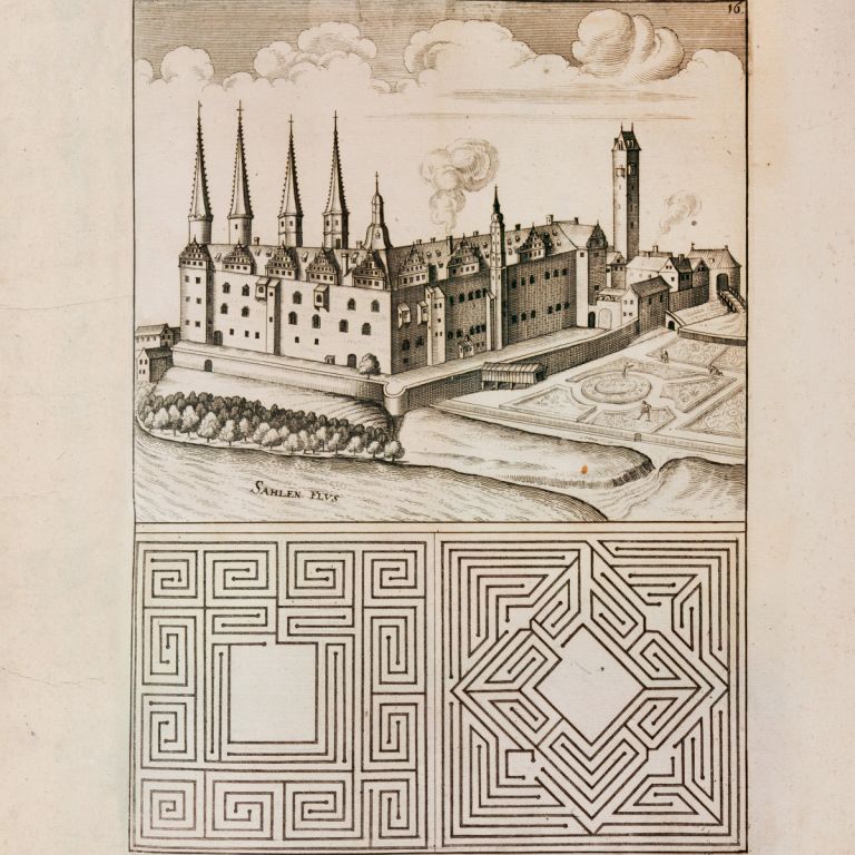 Georg Andreas Böckler, Prospetti e progetti di giardini delle residenze reali di Altenburg, incisioni tratte da Architectura curiosa nova, Norimberga, 1664, Milano, Biblioteca Braidense