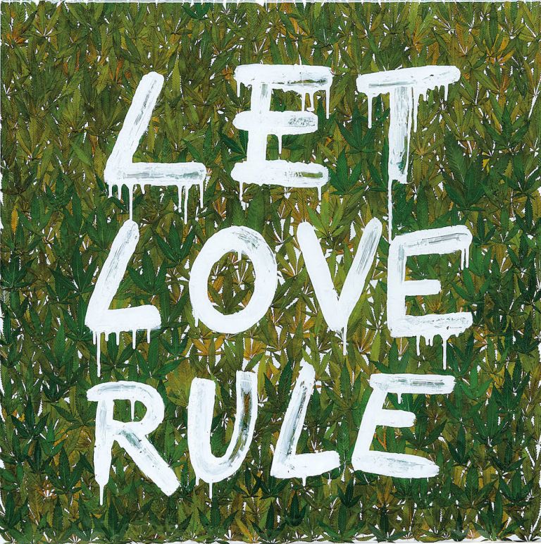 Simone D’Auria, Let love rule, tela e acrilico liquido, 100x100 cm