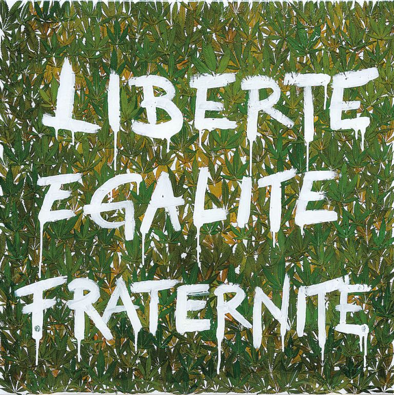 Simone D’Auria, Liberté Egalité Fraternité, tela e acrilico liquido, 100x100 cm