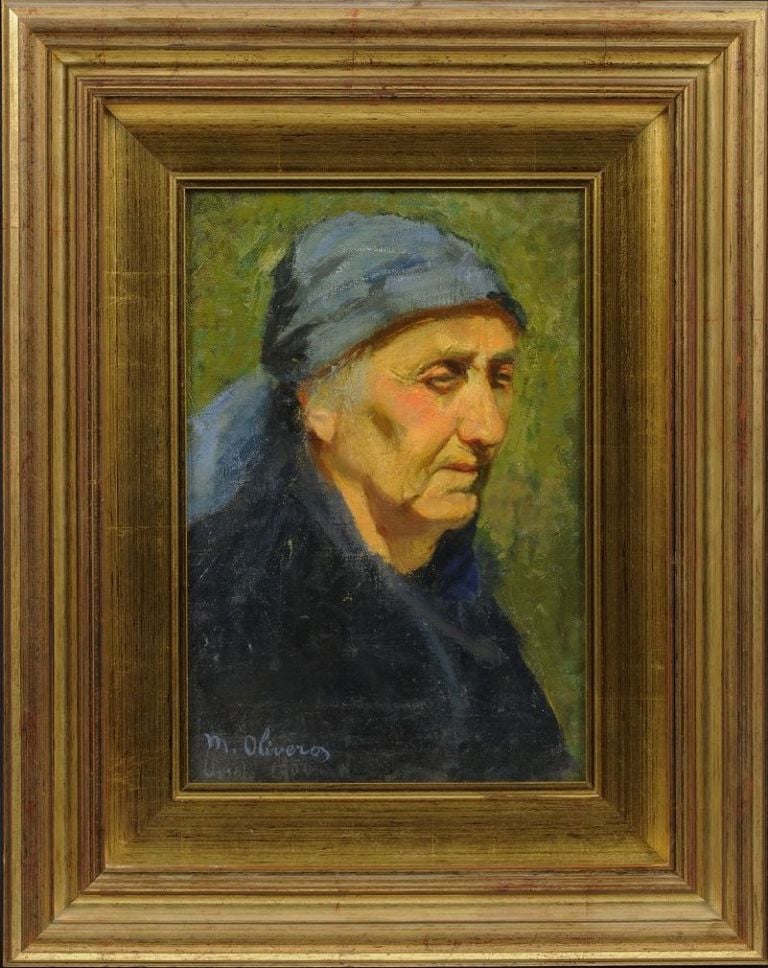 Matteo Olivero, Madre con il fazzoletto in testa, 1902 1904 ca., olio su tela. Courtesy Pinacoteca Matteo Olivero, Saluzzo