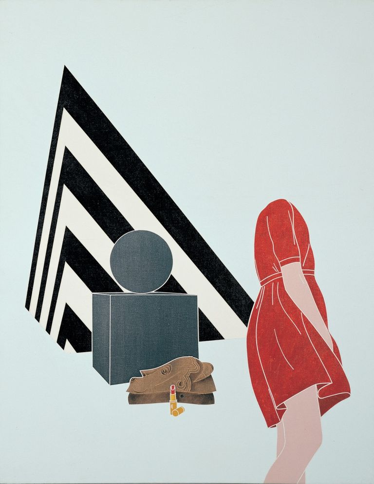 Emilio Tadini, Viaggio in Italia, 1971, acrilico su tela, 146x114. Courtesy Gió Marconi, Milano