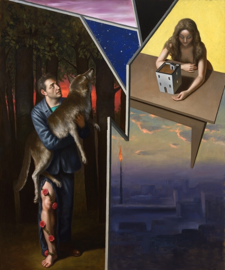 Stefano Di Stasio, In Cammino, 2021, olio su tela, 240x200 cm. Courtesy l'artista & Galleria Alessandro Bagnai