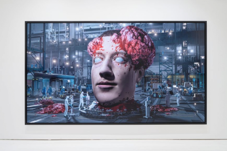 ZUCKERBORG V12, 2021 2022 Dye Sublimation Print on Aluminum, framed 80 x 133 inchesvia Jack Hanley Gallery