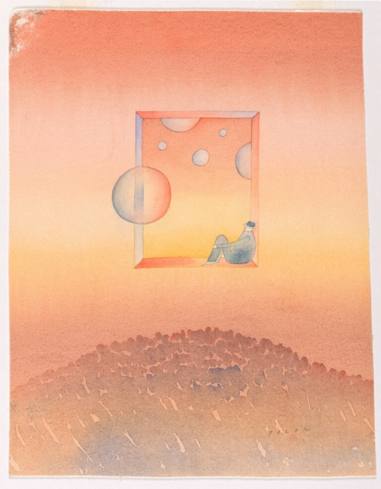 Jean Michel Folon, Le Fond du ciel, 1979, acquarello © Fondation Folon, ADAGP, Paris, 2022