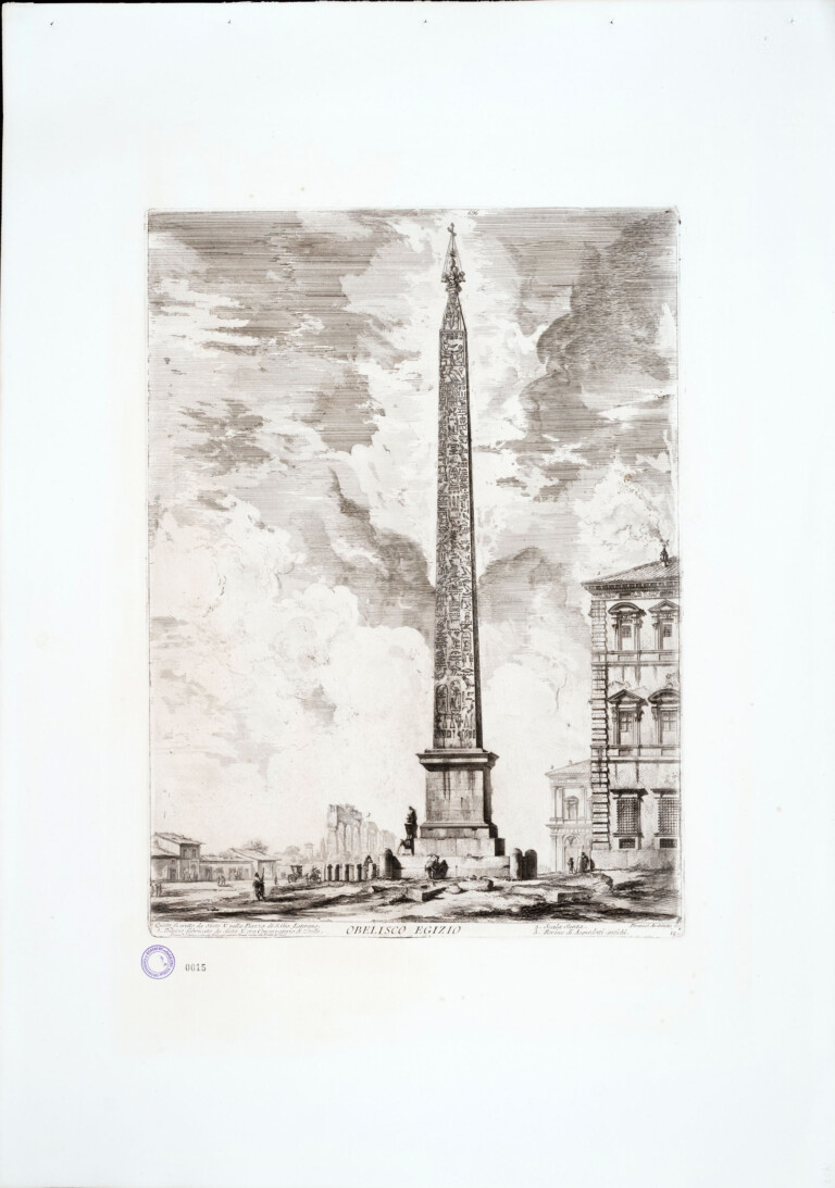Giovanni Battista Piranesi, Obelisco Egizio , Acquaforte su rame con interventi a bulino, Perugia, Galleria Nazionale dell’Umbria, inv. 1618