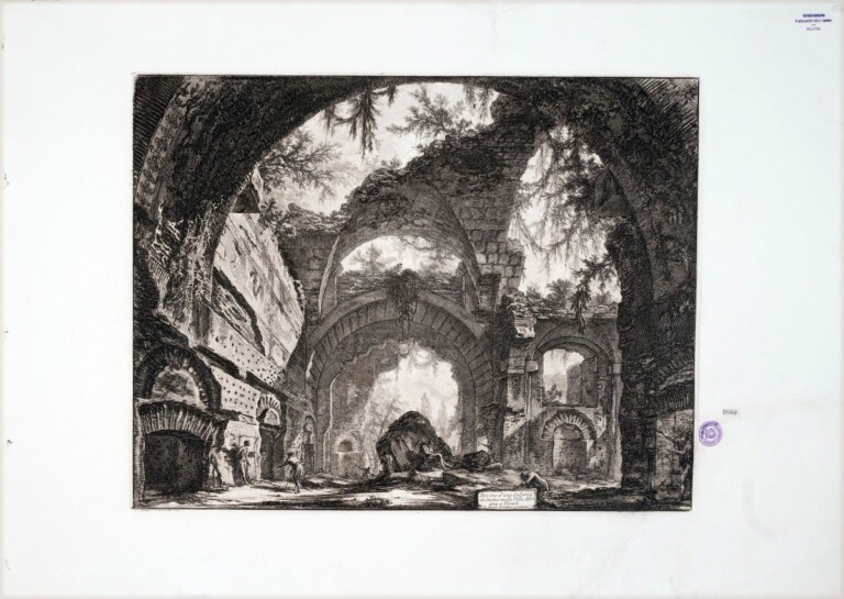 Giovanni Battista Piranesi, Rovina d’una Galleria di Statue nella Villa Adriana a Tivoli, Acquaforte su rame con interventi a bulino, Perugia, Galleria Nazionale dell’Umbria, inv. 1742