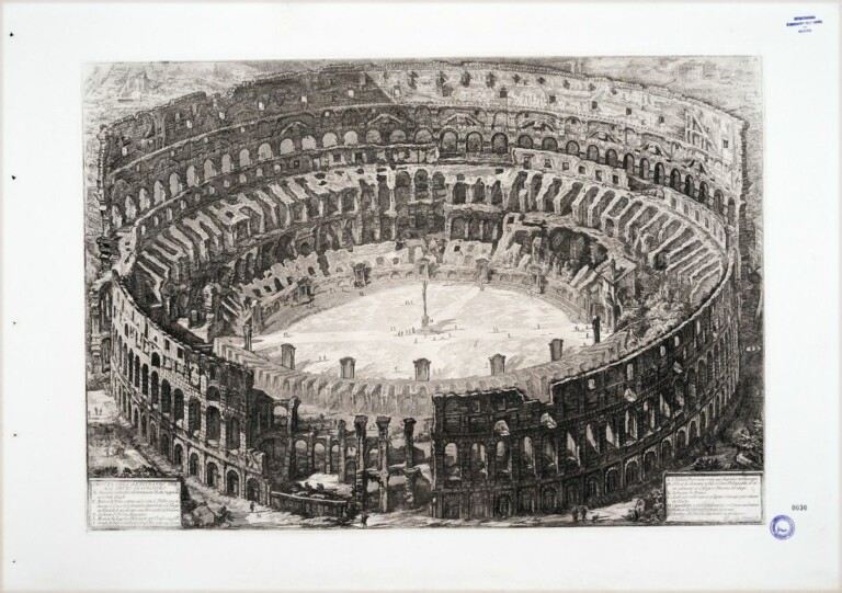 Giovanni Battista Piranesi, Veduta dell’Anfiteatro Flavio, detto il Colosseo, Acquaforte su rame con interventi a bulino, Perugia, Galleria Nazionale dell’Umbria, inv. 1704