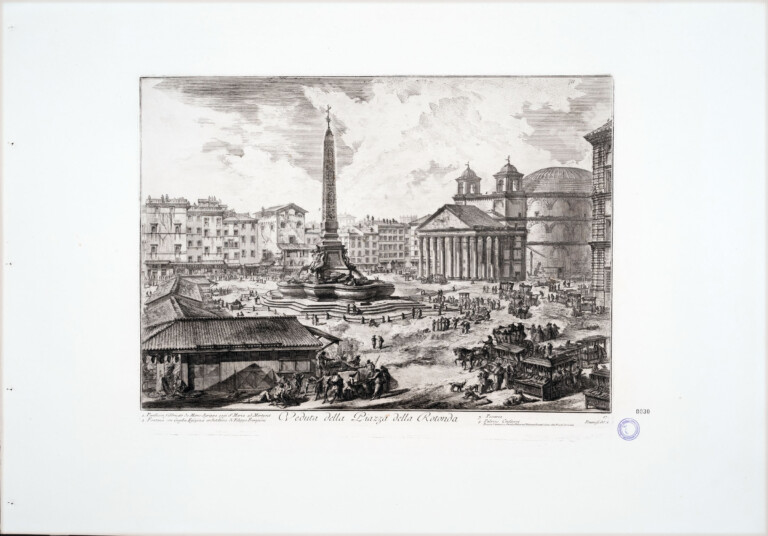 Giovanni Battista Piranesi, Veduta della Piazza della Rotonda, Acquaforte su rame con interventi a bulino , Perugia, Galleria Nazionale dell’Umbria, inv. 1633