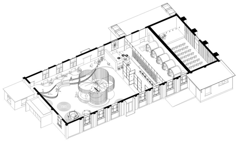 Isometria del pian terreno © Aurelien Chen, Urban e Rural planning and design institute CSCEC