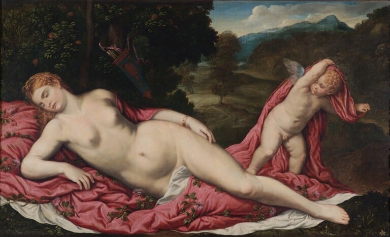 Paris Bordon, Venere dormiente e Cupido, 1550 55 ca.. Venezia, Galleria Giorgio Franchetti alla Ca’ d’Oro © Venezia, Galleria Giorgio Franchetti alla Ca’ d’oro. Direzione generale Musei Veneto su concessione del Ministero della Cultura