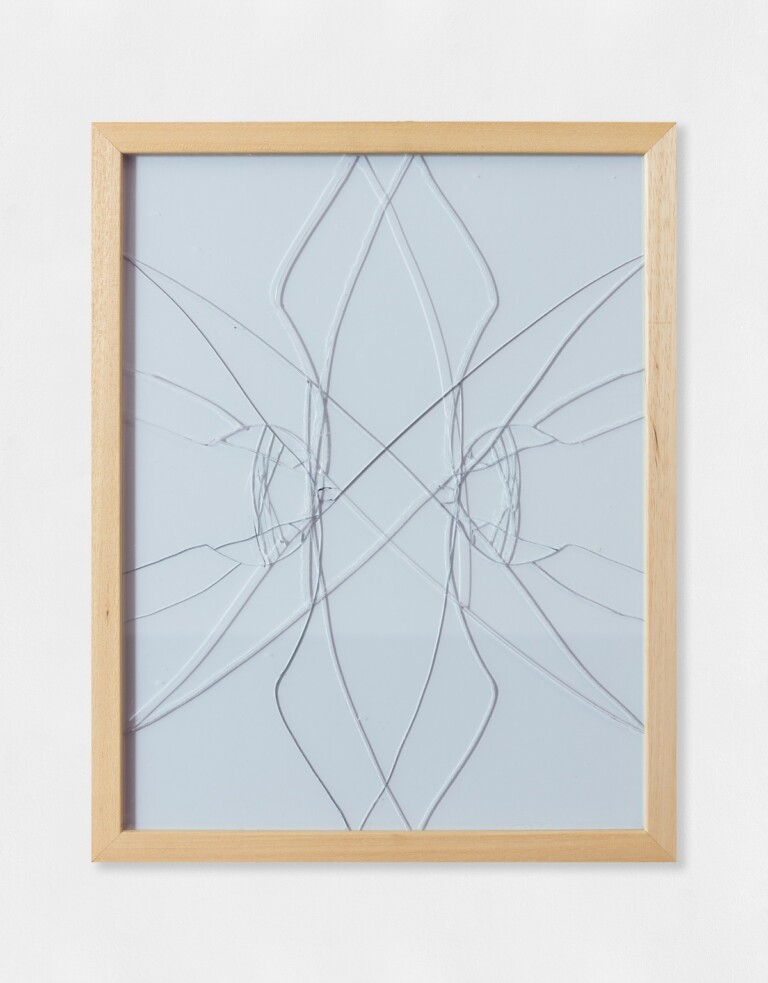 Andrea Francolino, Caso x caos x infinite variabili, 2020, Glass, wooden frame with glass. 47,9 x 37,8 cm. Courtesy the Artist, Mazzoleni, London _ Torino