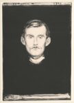 Edvard Munch, Autoportrait au bras de squelette, 1895. Lithographie imprimée en noir, The Gundersen Collection, Oslo, Norvège. Photo The Gundersen Collection Morten Henden Aamot