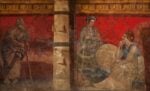 Filosofo con Macedonia e Persia, Boscoreale, Villa di Fannio Sinistore, oecus (H), parete ovest, I secolo a.C. – II stile, affresco, 240 x 345 cm. MANN, Inv. s.n. inv. 906