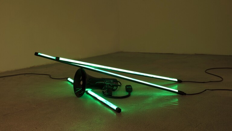 Agnese Spolverini, Questo verde è un inganno, 2022, installazione luminosa e sonora, tecnica mista, dimensioni variabili