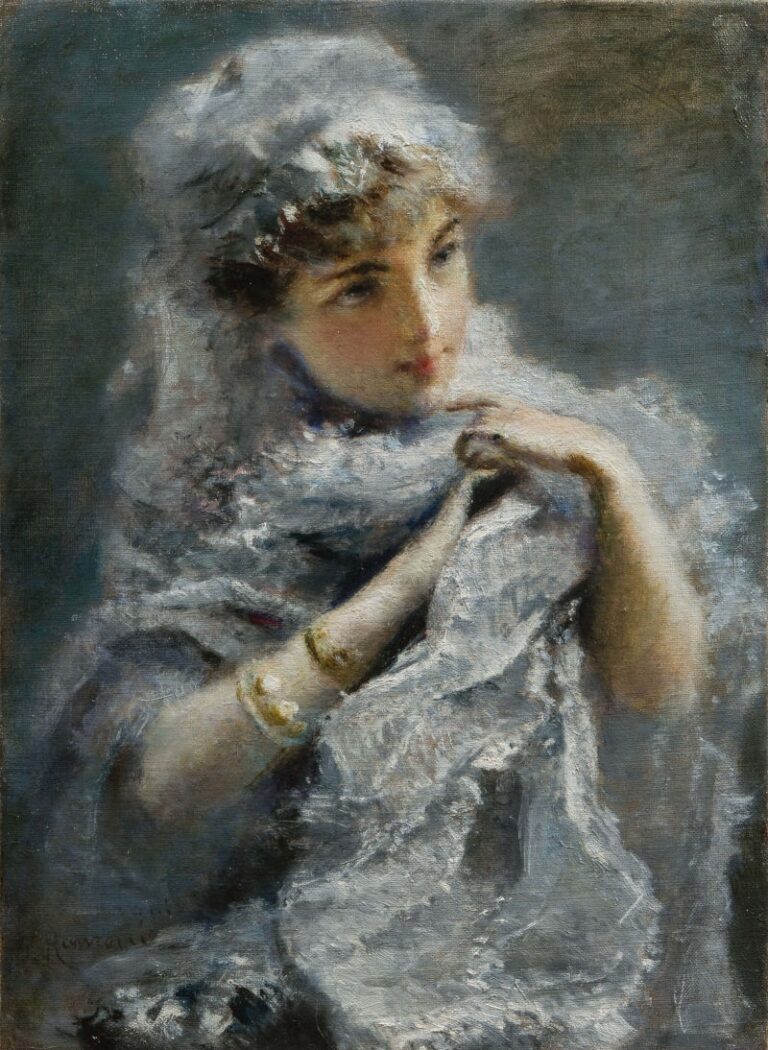 Daniele Ranzoni, Giovinetta inglese, 1886 ca., olio su tela, 50 x 36,5 cm, Collezione privata