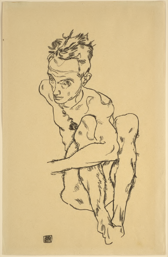Egon Schiele, Nudo di uomo seduto (Autoritratto), 1917. Courtesy TEFAF e Richard Nagy Ltd.