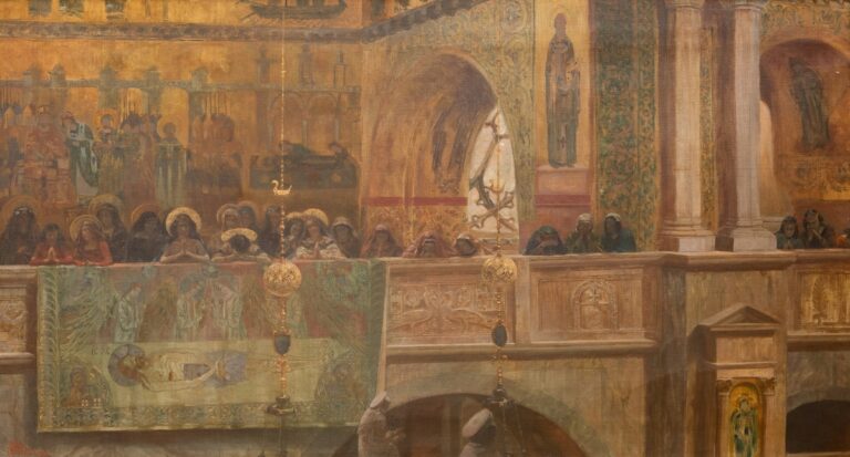 Augusto Sezanne, La settimana della Passione (La Basilica d'Oro Visioni), 1912, olio su tela, 64 x 120 cm. Museo Ottocento, Bologna