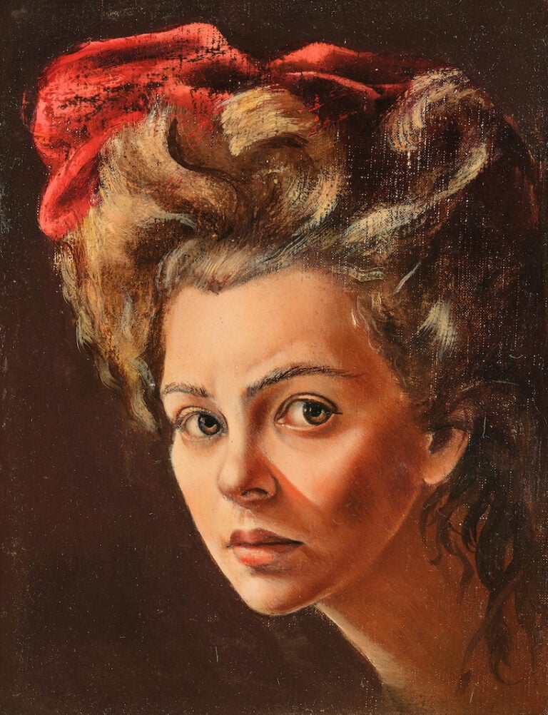 Leonor Fini, Autoportrait au turban rouge. Courtesy: Sotheby's