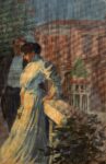 Marcello Dudovich, Autoritratto con Elisa Bucchi in Piazza San Domenico, 1899 1901, olio su tela applicata su compensato, 55,5 x 36 cm. Museo Ottocento, Bologna