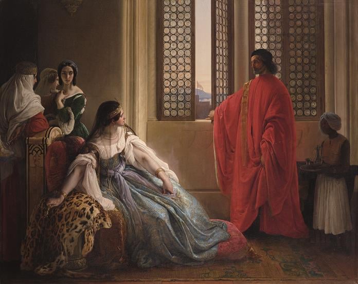 Francesco Hayez, Caterina Cornaro riceve l’annuncio della sua deposizione dal Regno di Cipro, 1842, Donazione di Giulia Frizzoni, 1932, Accademia Carrara, Bergamo